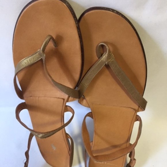 Ralph Lauren Gold Color Leather Thong Sandal - Picture 5 of 8